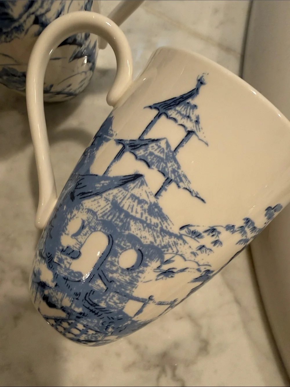 SCALAMANDRE by LENOX Toile Tale Blue 3 Mugs in Chinoiserie Pattern:  L TOTAM
